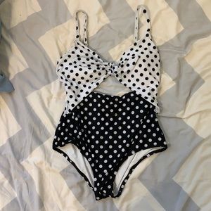 Black and White Polka Dot Swimsuit